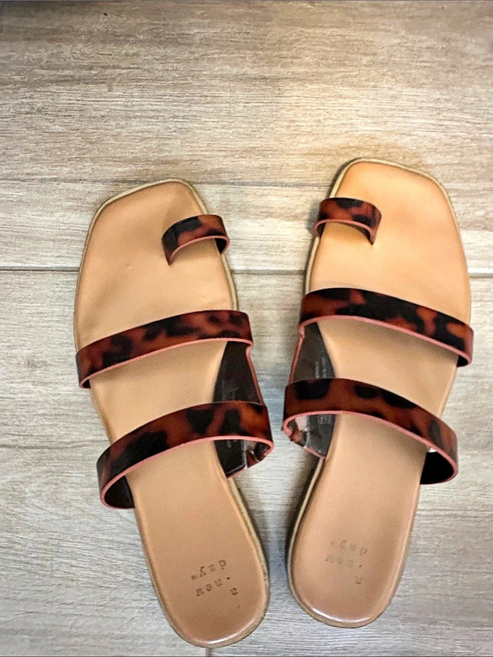 A New Day (Target) Animal Print Slide Sandals Brown & Orange US 9